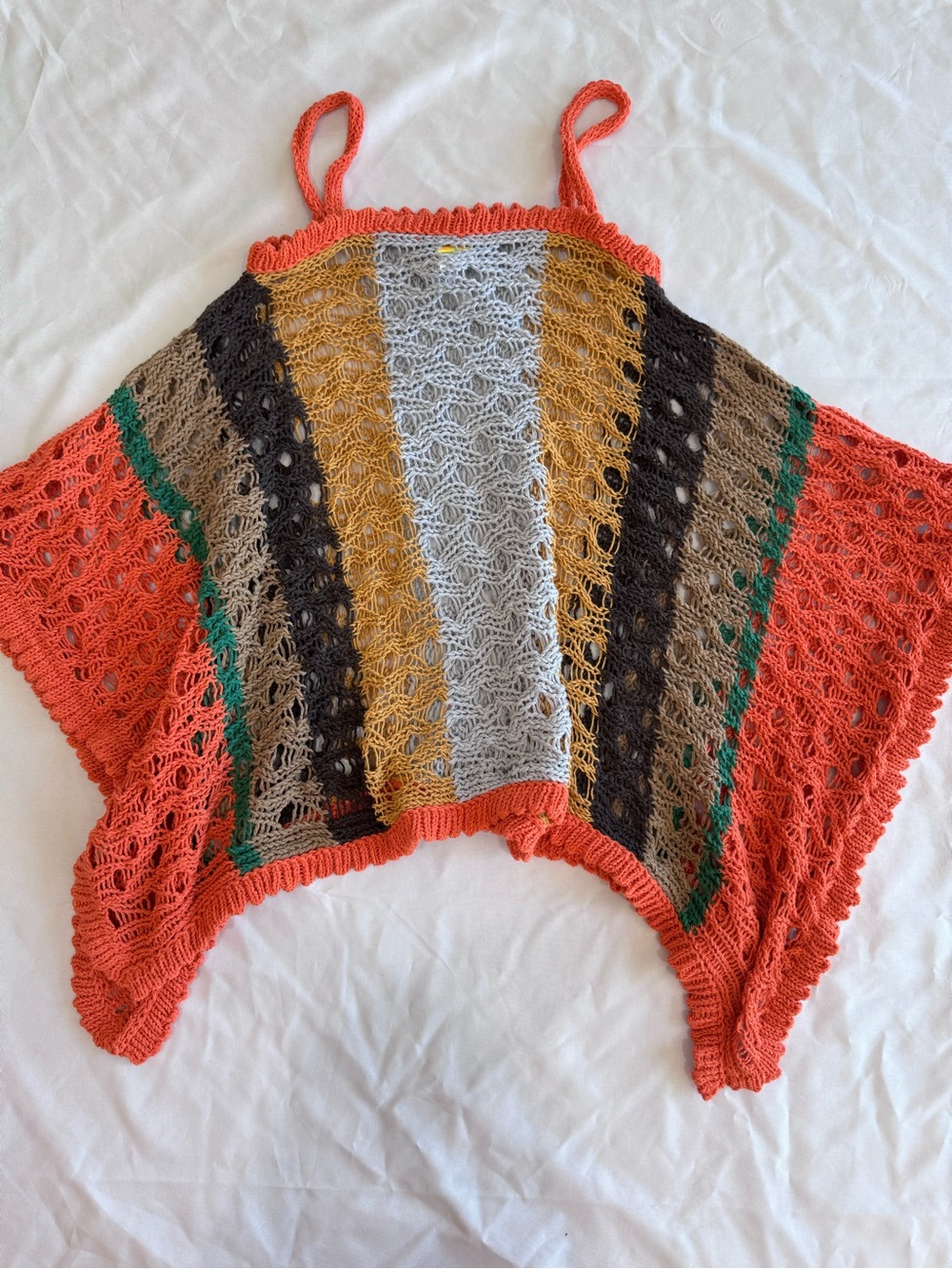 Agua Bendita Coral Trim Praia Caicos Crocheted Tunic Top 10/12